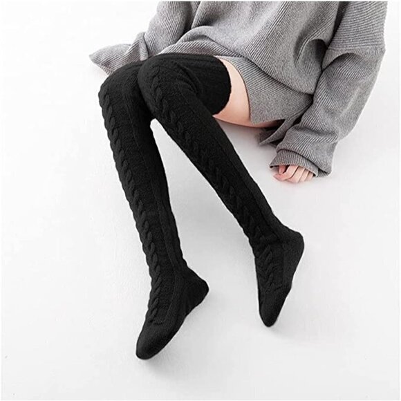 KNEE High Socks Lace Long Warm Stockings Boots Dress Slouch Winter Fall NWT - Picture 5 of 7
